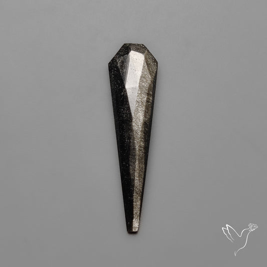Rose Cut Long Silversheen Obsidian