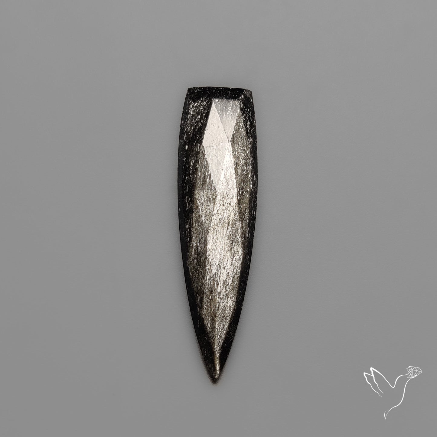 Rose Cut Long Silversheen Obsidian