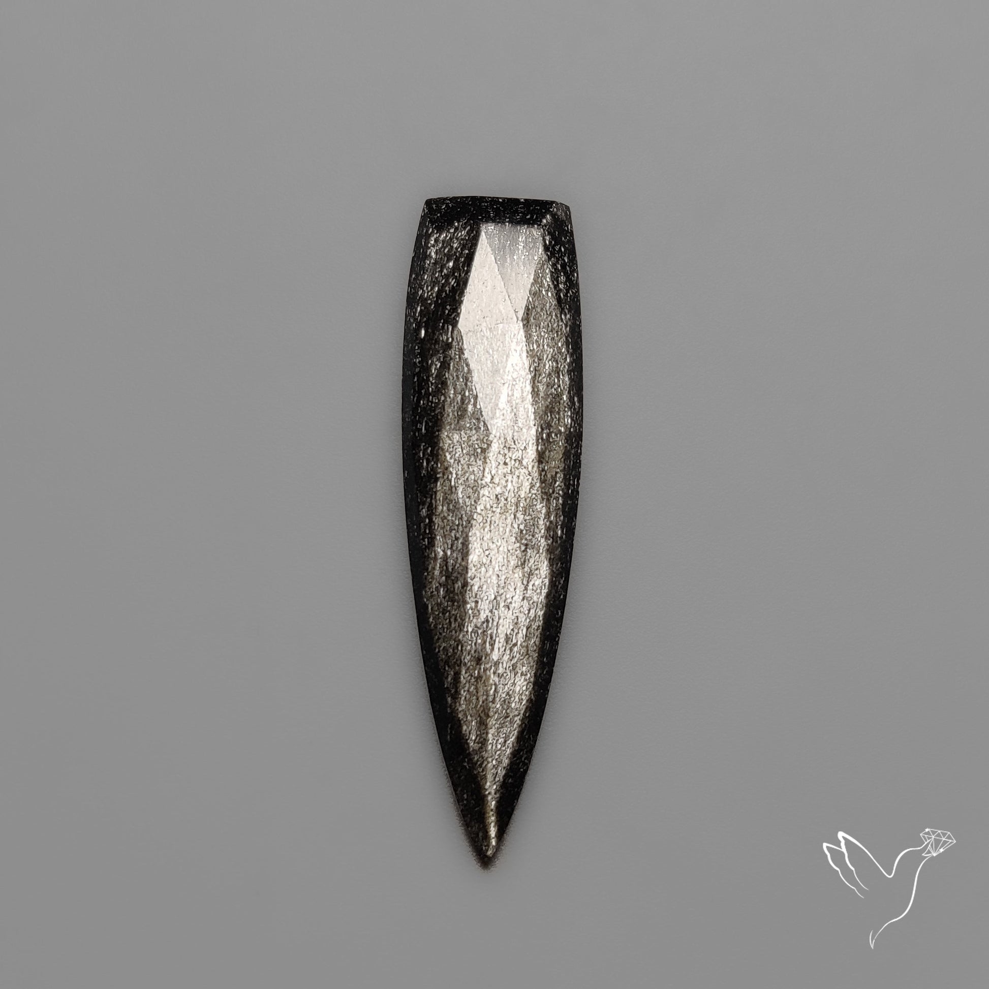 Rose Cut Long Silversheen Obsidian