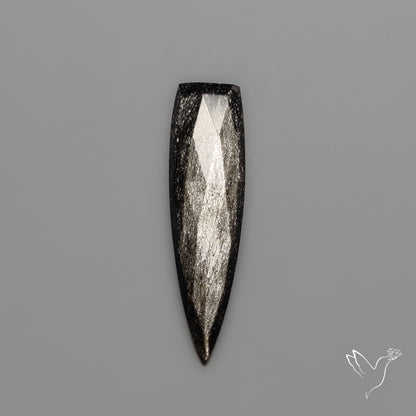 Rose Cut Long Silversheen Obsidian