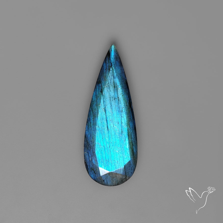 Portrait Cut Blue Labradorite Flat Backed
