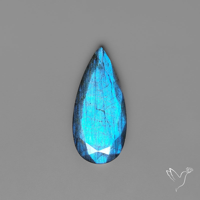 Portrait Cut Blue Labradorite Flat Backed