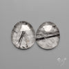Rose Cut Black Tourmaline in Quartz Pair