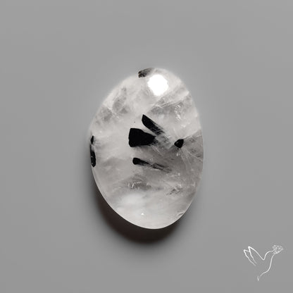 Black Tourmaline In Quartz Cabochon