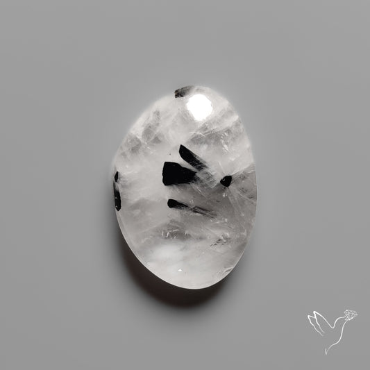 Black Tourmaline In Quartz Cabochon