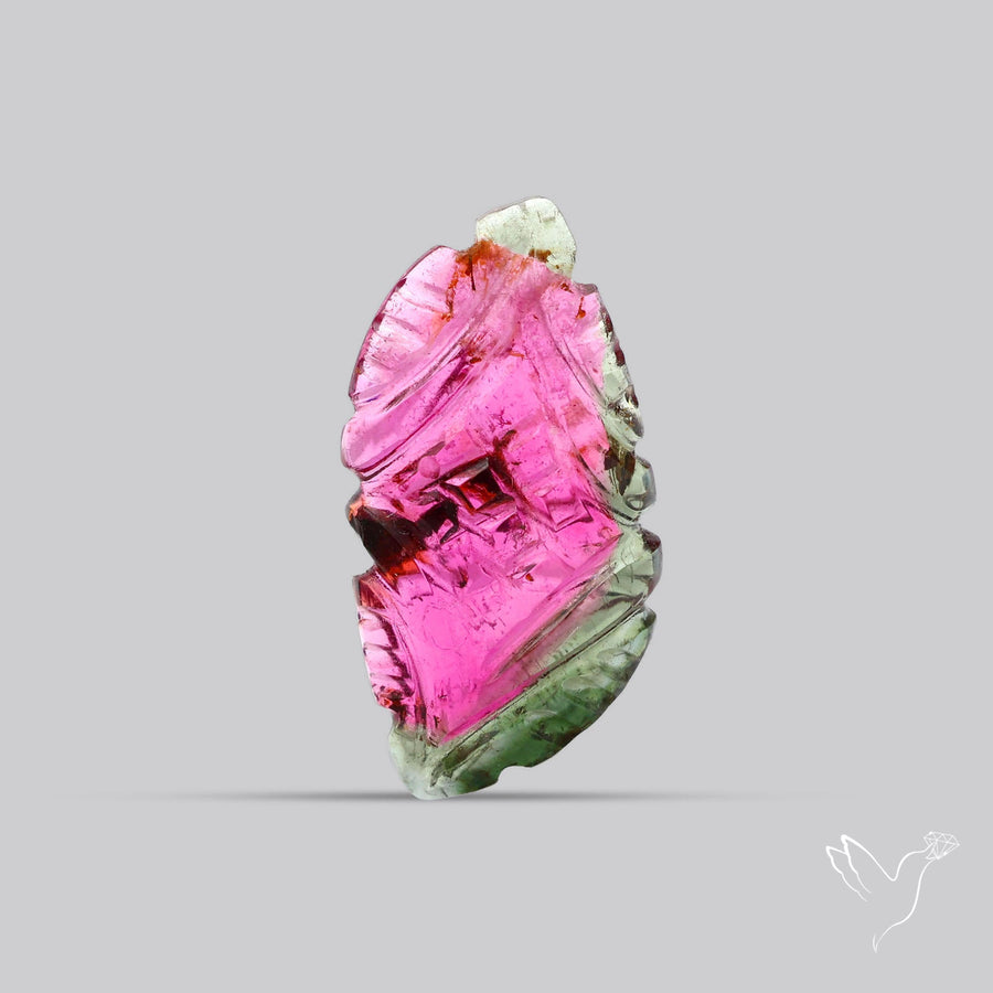 Watermelon Tourmaline Mughal Carving Handcarved