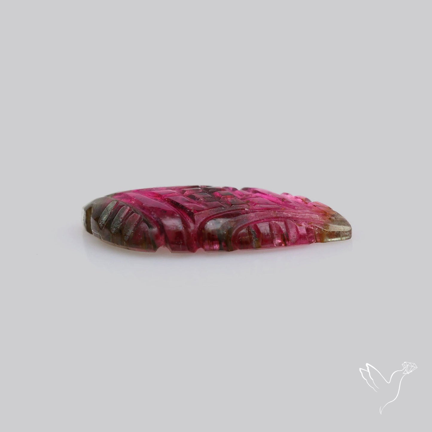 Watermelon Tourmaline Mughal Carving Handcarved