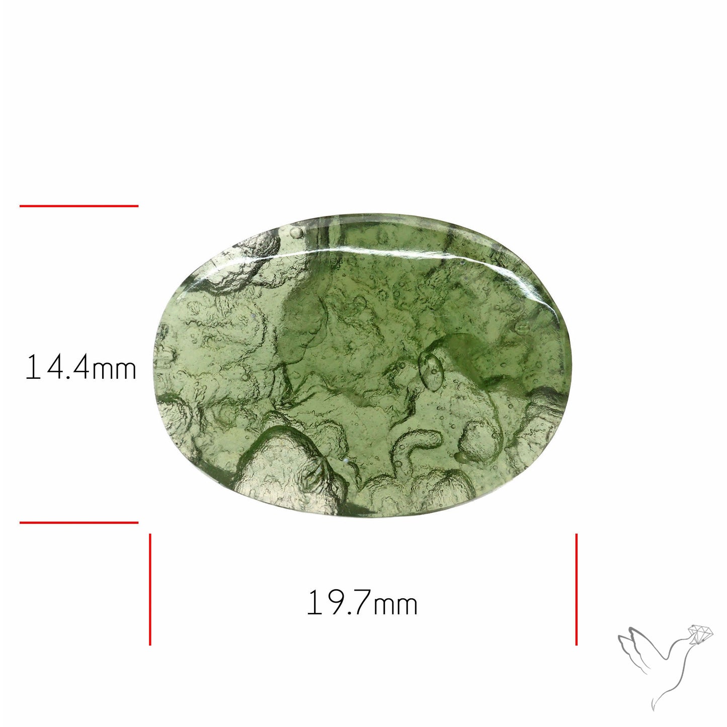 Moldavite Cabochon with Natural Raw Back