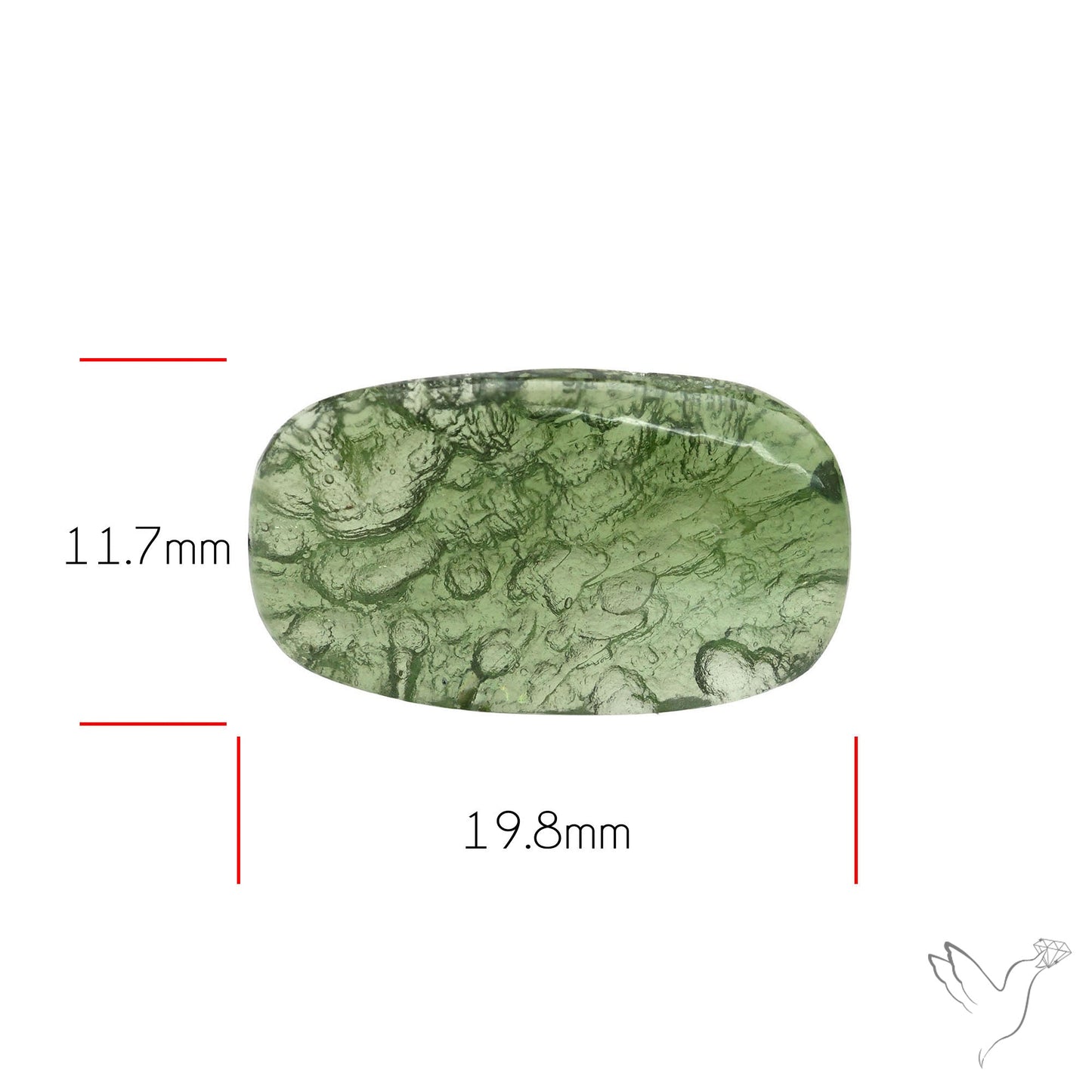 Moldavite Cabochon with Natural Raw Back