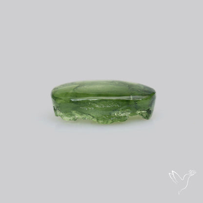 Moldavite Cabochon with Natural Raw Back