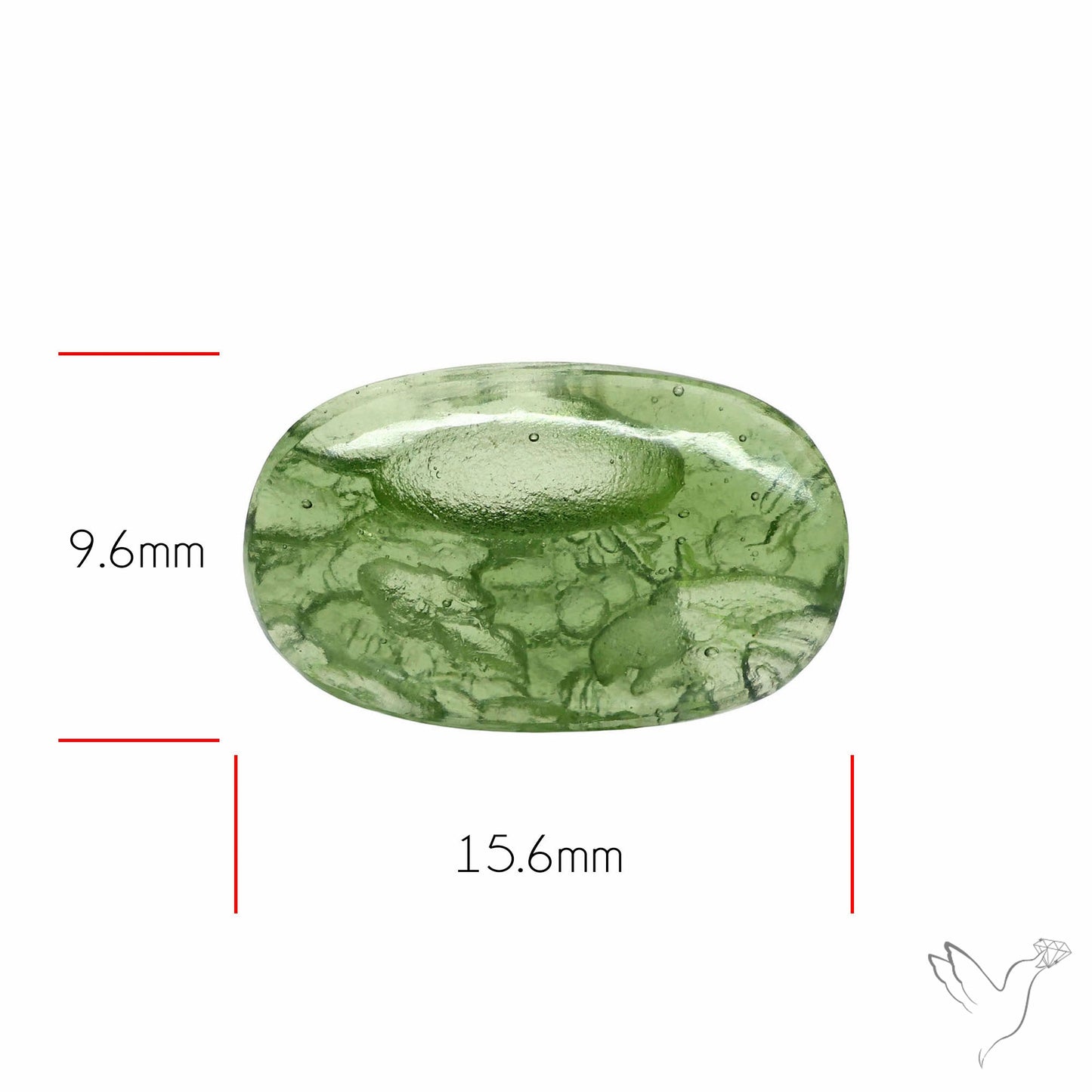 Moldavite Cabochon with Natural Raw Back