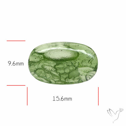 Moldavite Cabochon with Natural Raw Back