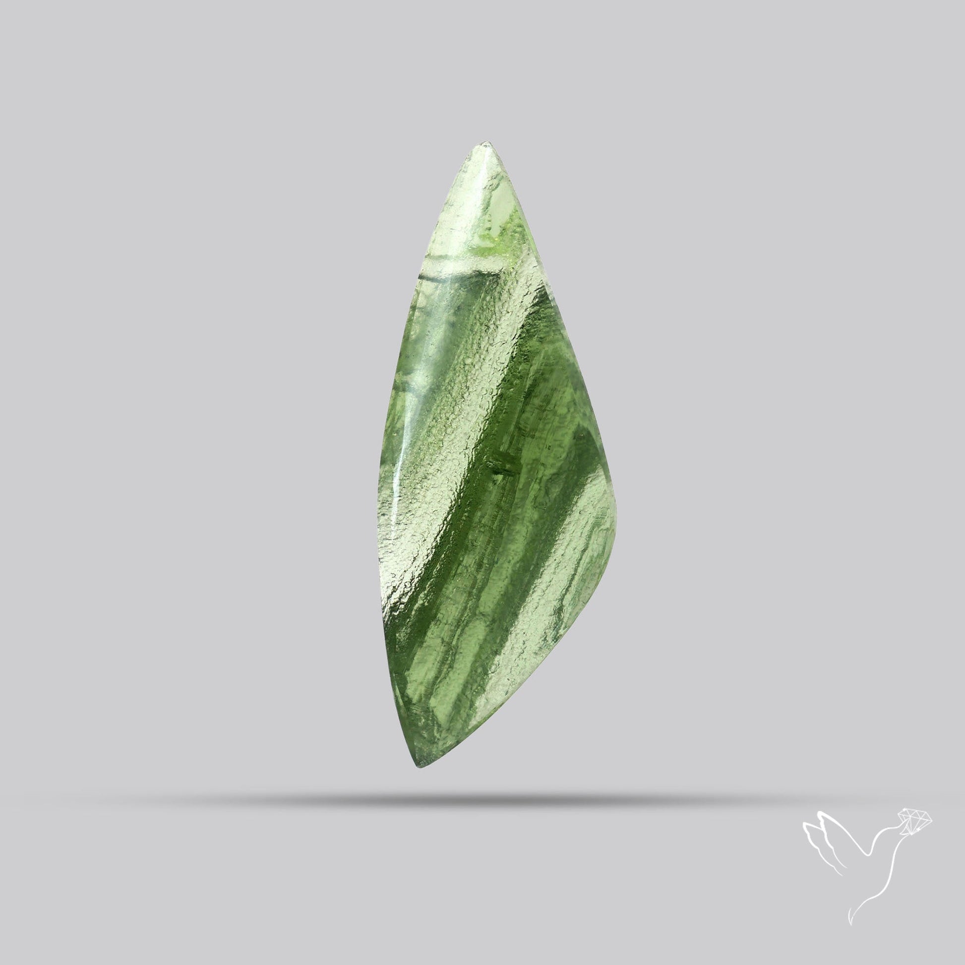 Moldavite Cabochon with Natural Raw Back