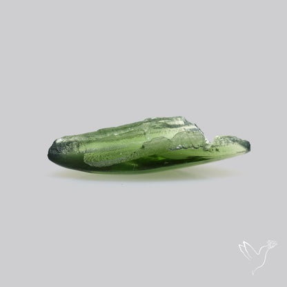 Moldavite Cabochon with Natural Raw Back