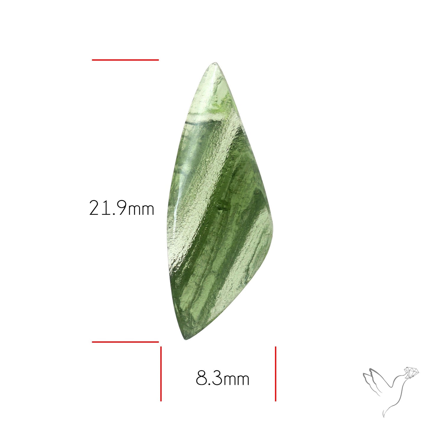 Moldavite Cabochon with Natural Raw Back