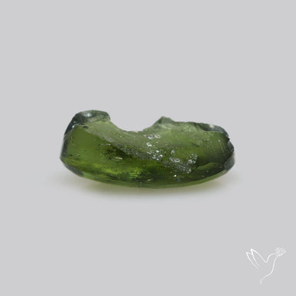 Moldavite Cabochon with Natural Raw Back