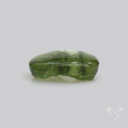 Moldavite Cabochon with Natural Raw Back