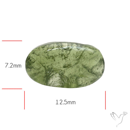 Moldavite Cabochon with Natural Raw Back