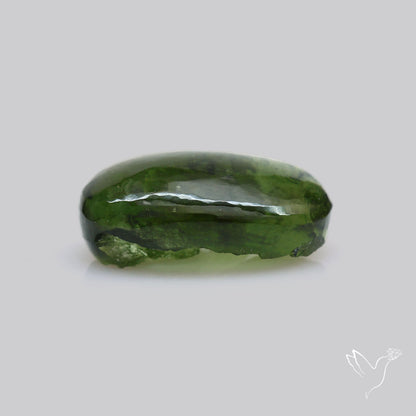 Moldavite Cabochon with Natural Raw Back
