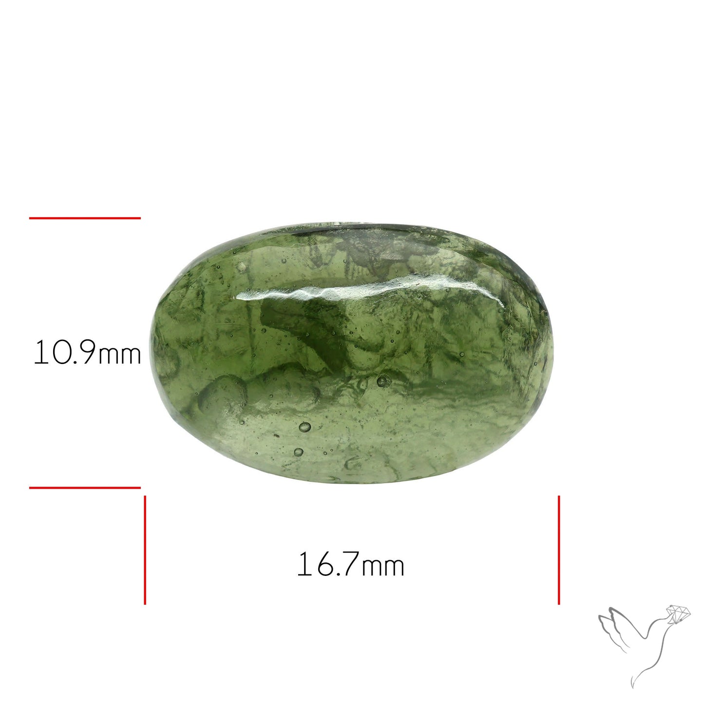 Moldavite Cabochon with Natural Raw Back