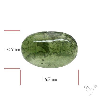 Moldavite Cabochon with Natural Raw Back