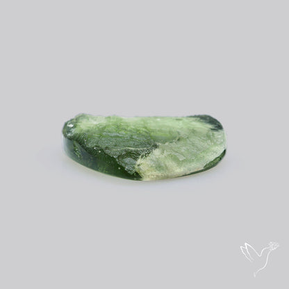 Moldavite Cabochon with Natural Raw Back