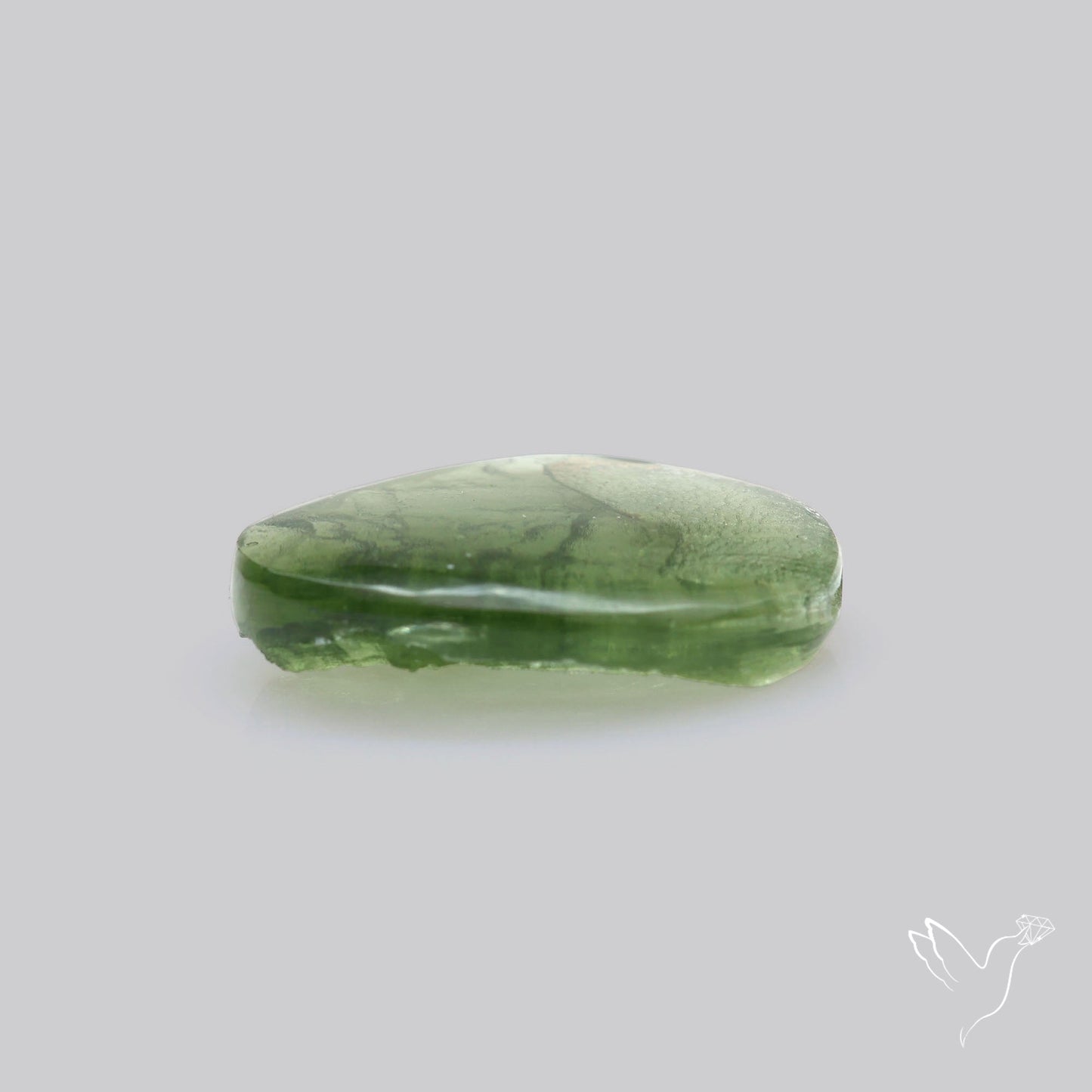 Moldavite Cabochon with Natural Raw Back