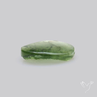 Moldavite Cabochon with Natural Raw Back