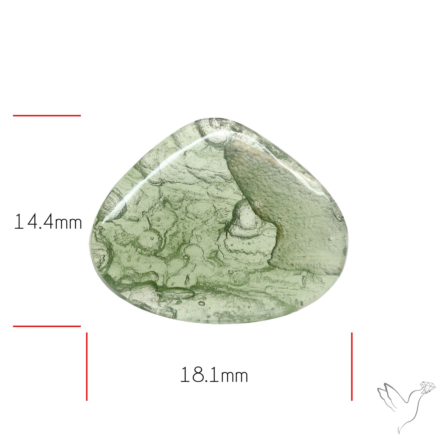 Moldavite Cabochon with Natural Raw Back