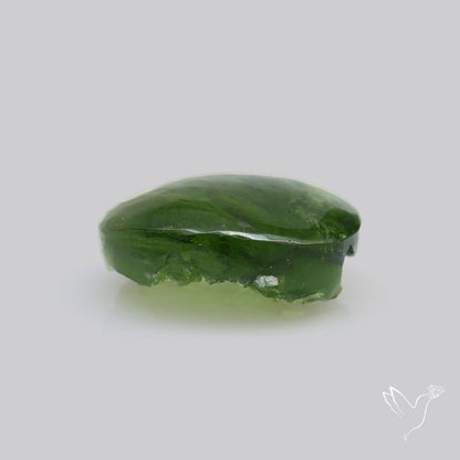 Moldavite Cabochon with Natural Raw Back