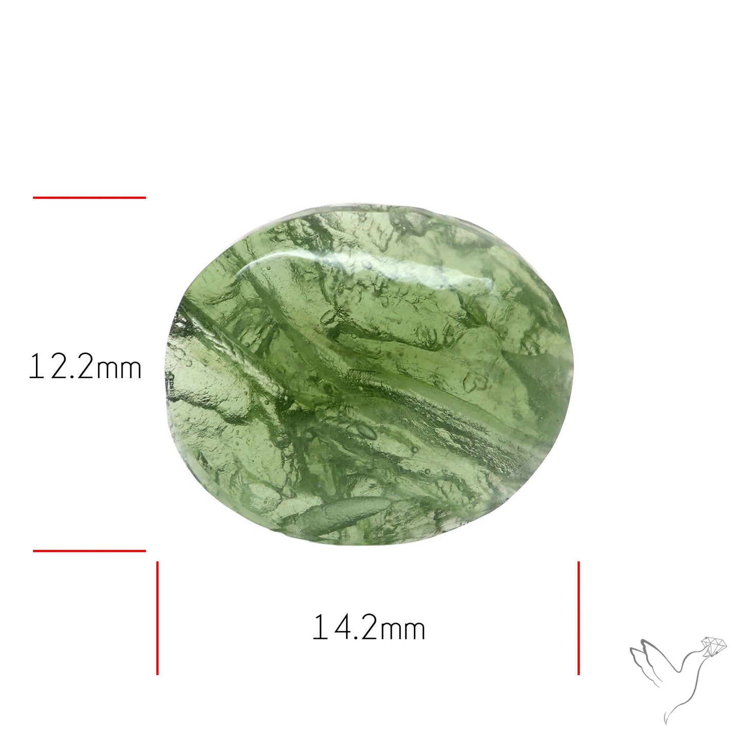 Moldavite Cabochon with Natural Raw Back