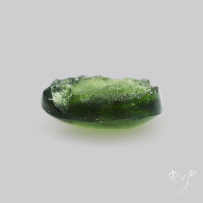 Moldavite Cabochon with Natural Raw Back