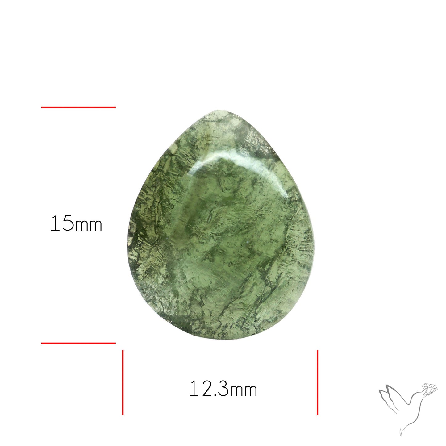 Moldavite Cabochon with Natural Raw Back
