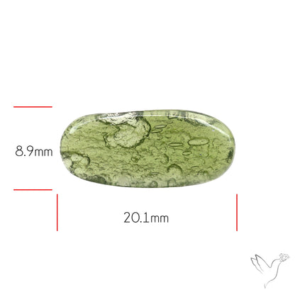 Moldavite Cabochon with Natural Raw Back