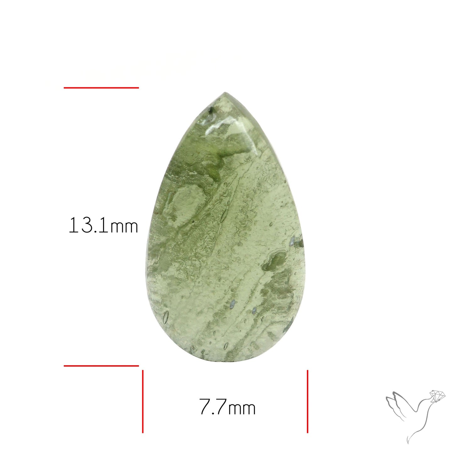 Moldavite Cabochon with Natural Raw Back