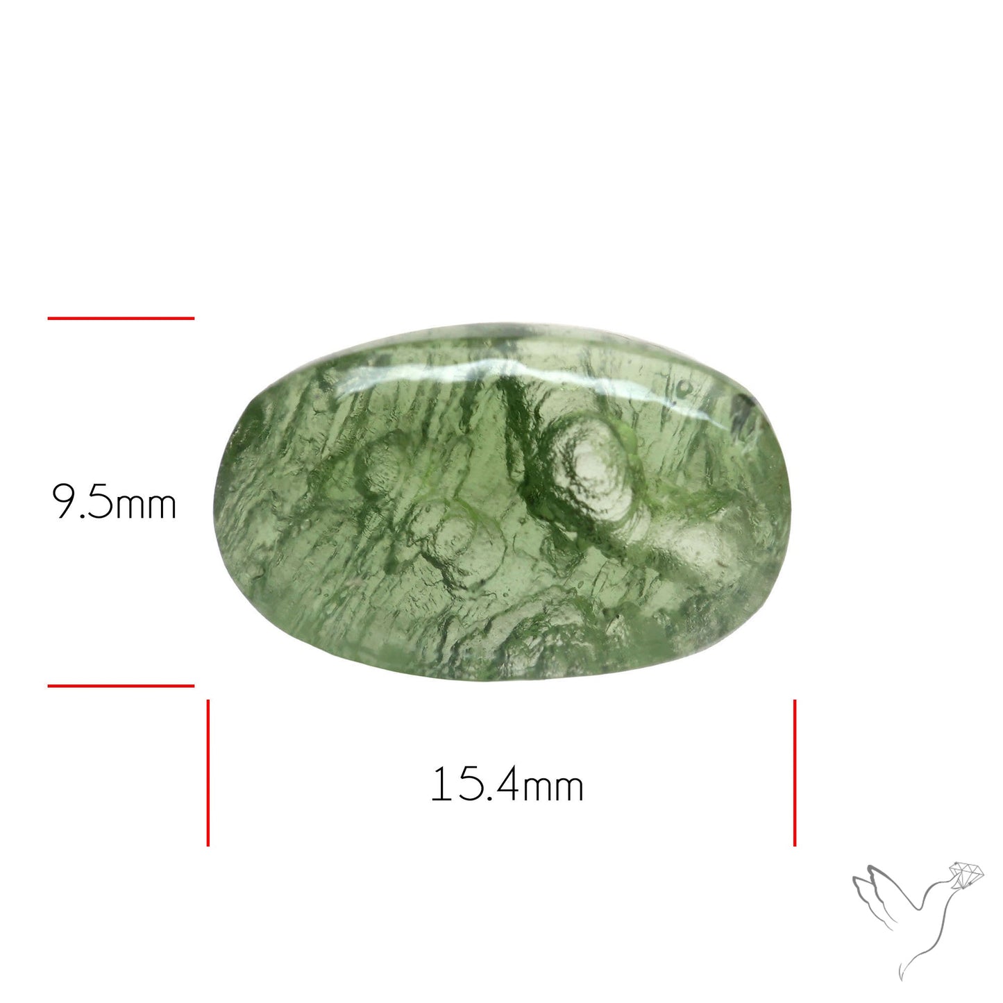 Moldavite Cabochon with Natural Raw Back