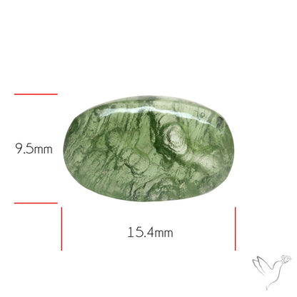Moldavite Cabochon with Natural Raw Back