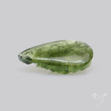 Moldavite Cabochon with Natural Raw Back