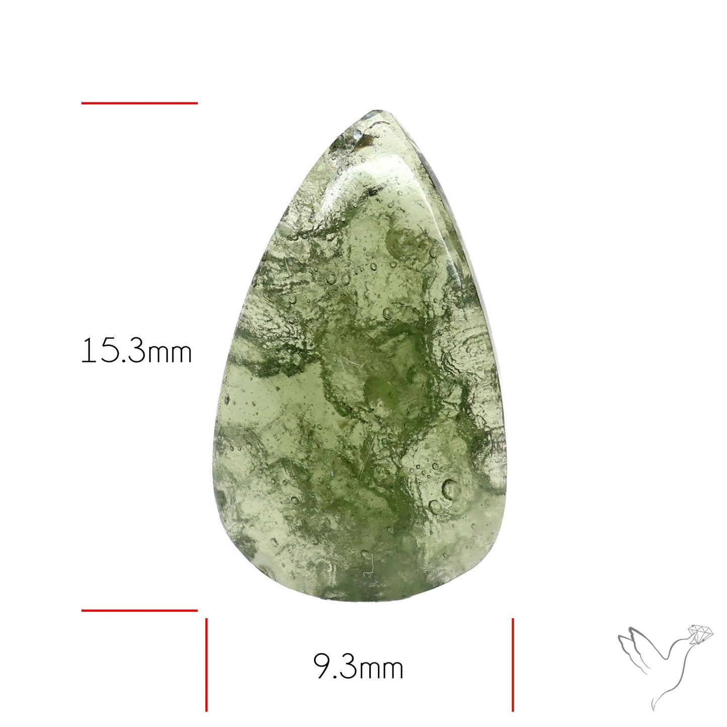 Moldavite Cabochon with Natural Raw Back