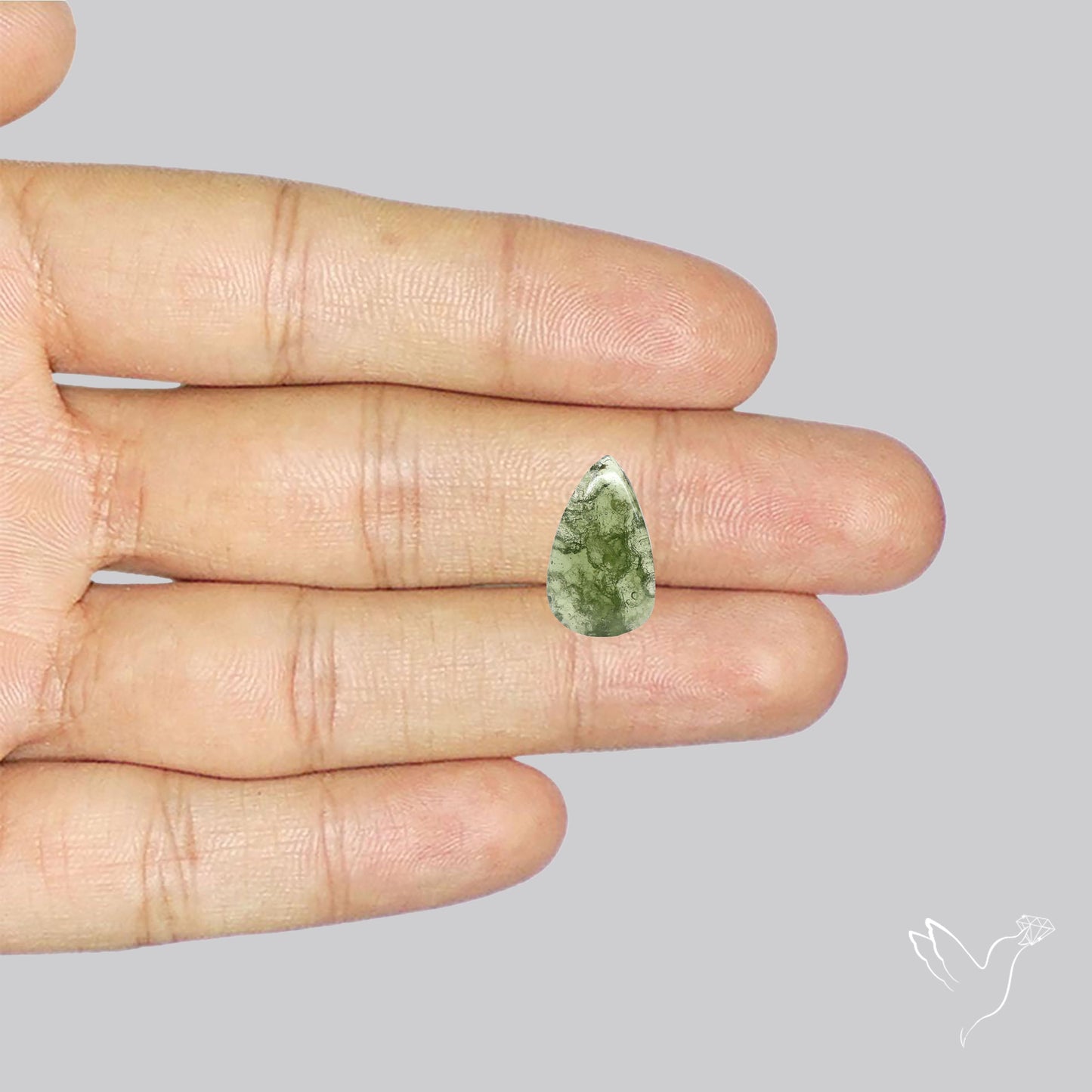 Moldavite Cabochon with Natural Raw Back