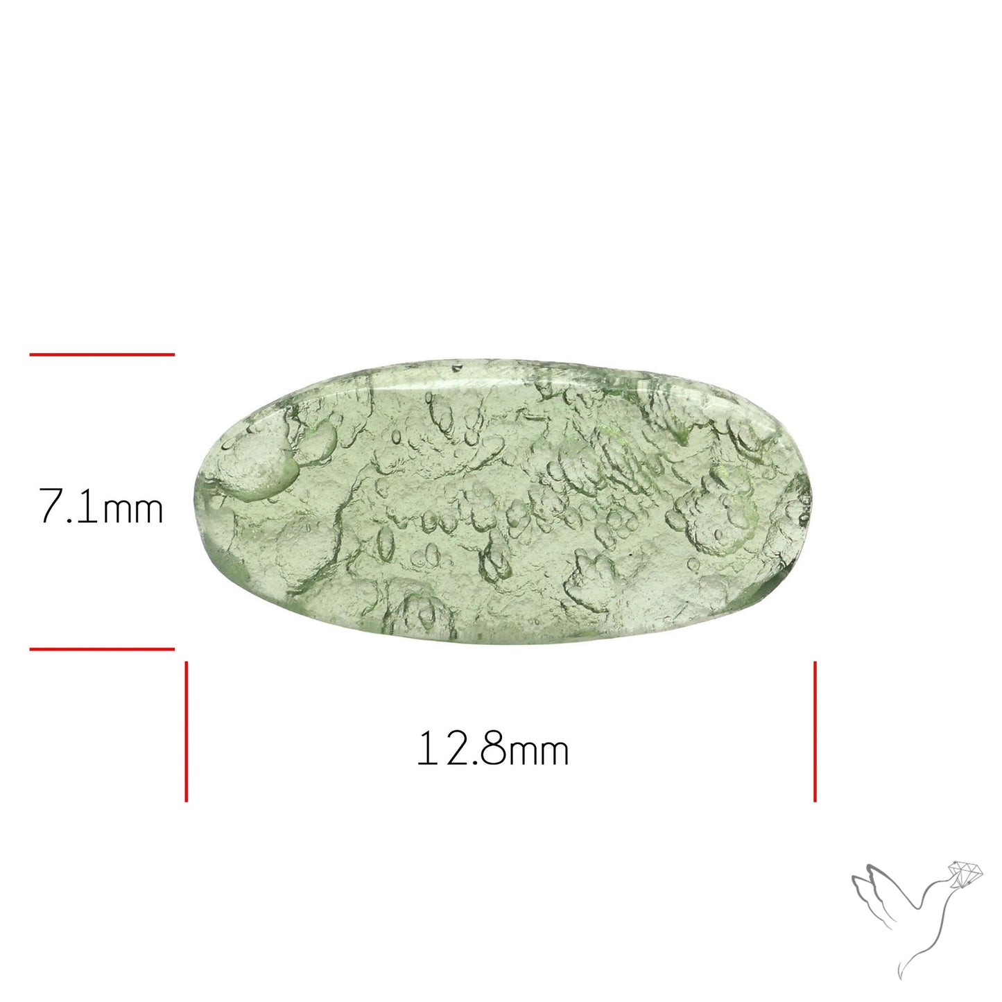 Moldavite Cabochon with Natural Raw Back
