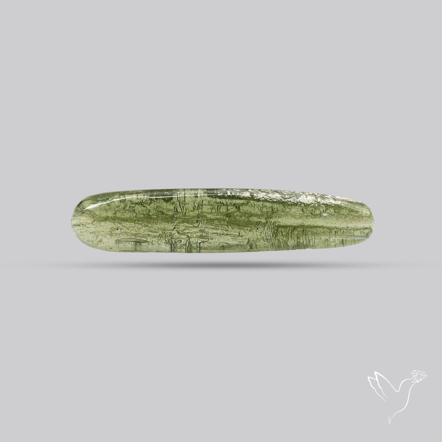 Moldavite Cabochon with Natural Raw Back