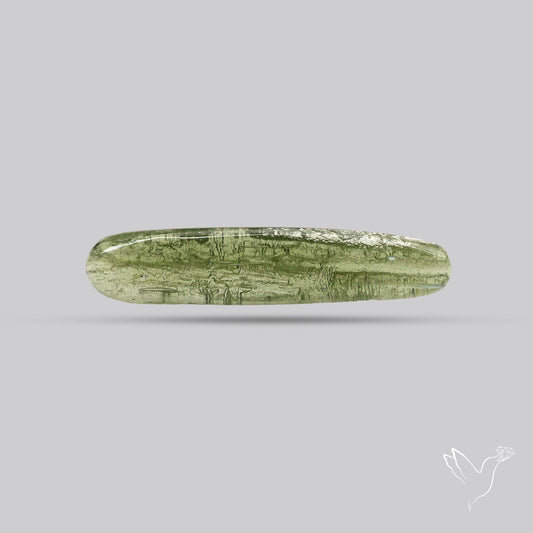 Moldavite Cabochon with Natural Raw Back