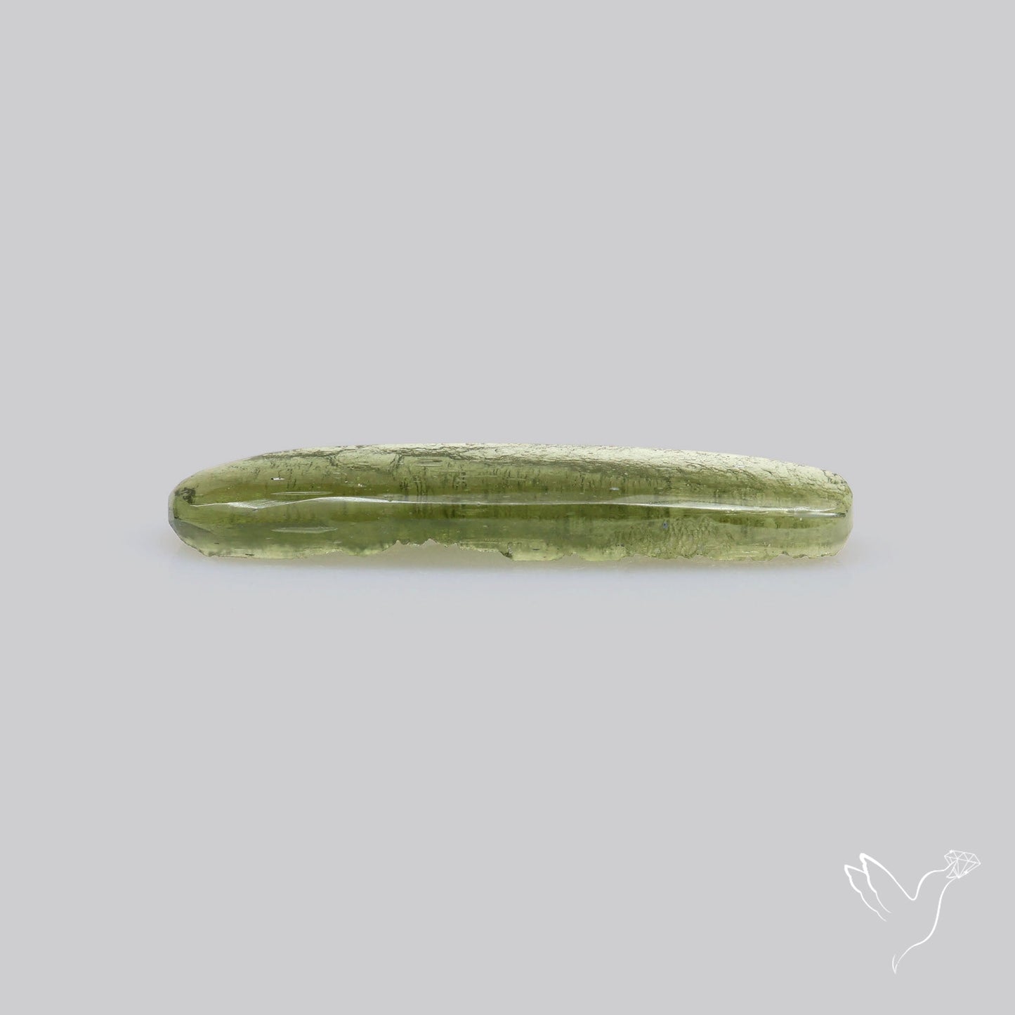 Moldavite Cabochon with Natural Raw Back