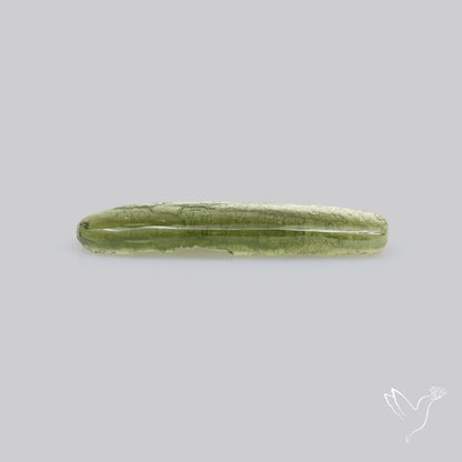 Moldavite Cabochon with Natural Raw Back
