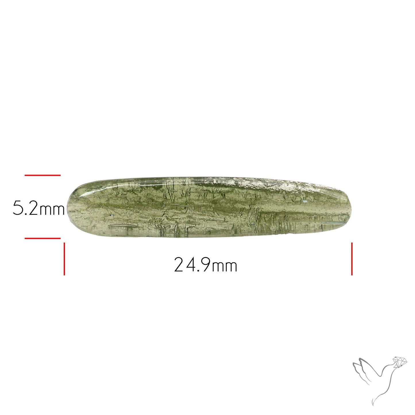 Moldavite Cabochon with Natural Raw Back