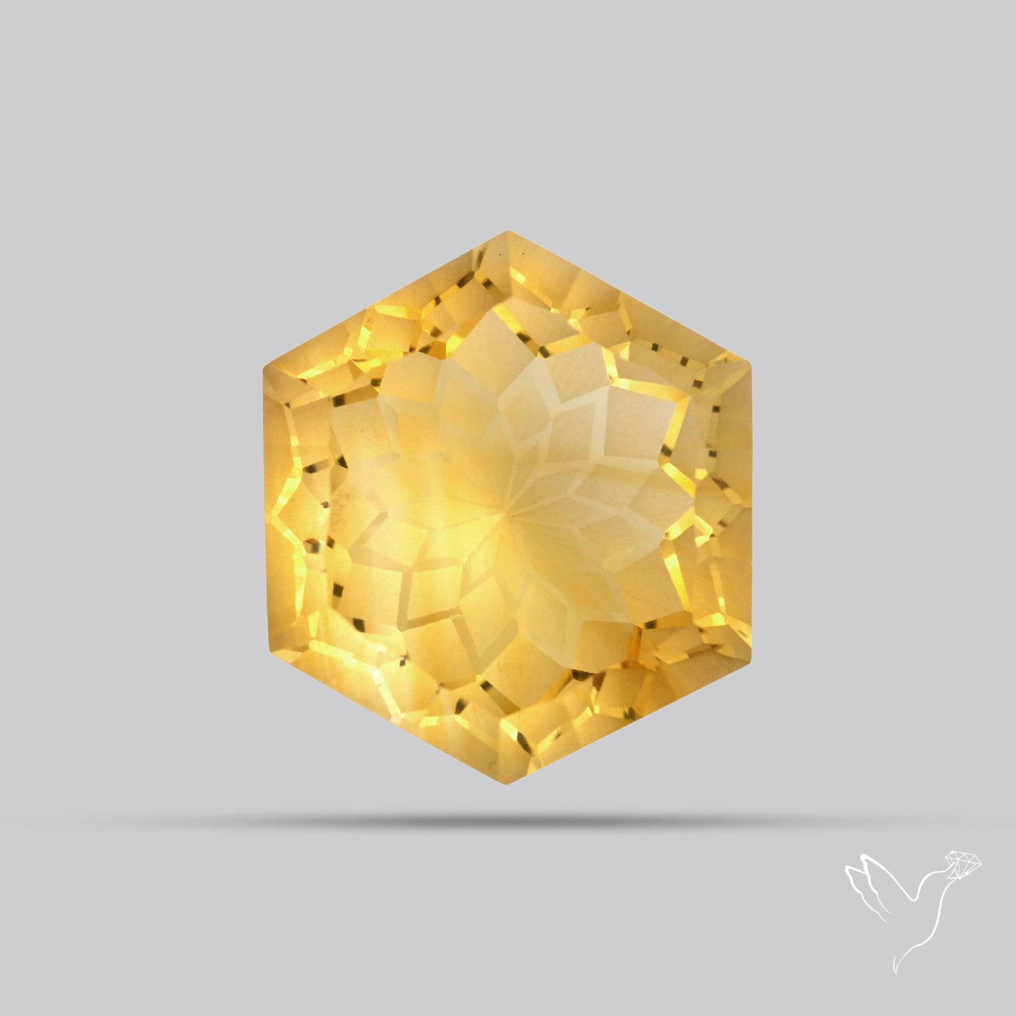 Citrine Intaglio Reverse Carving Fantasy Cut Faceted