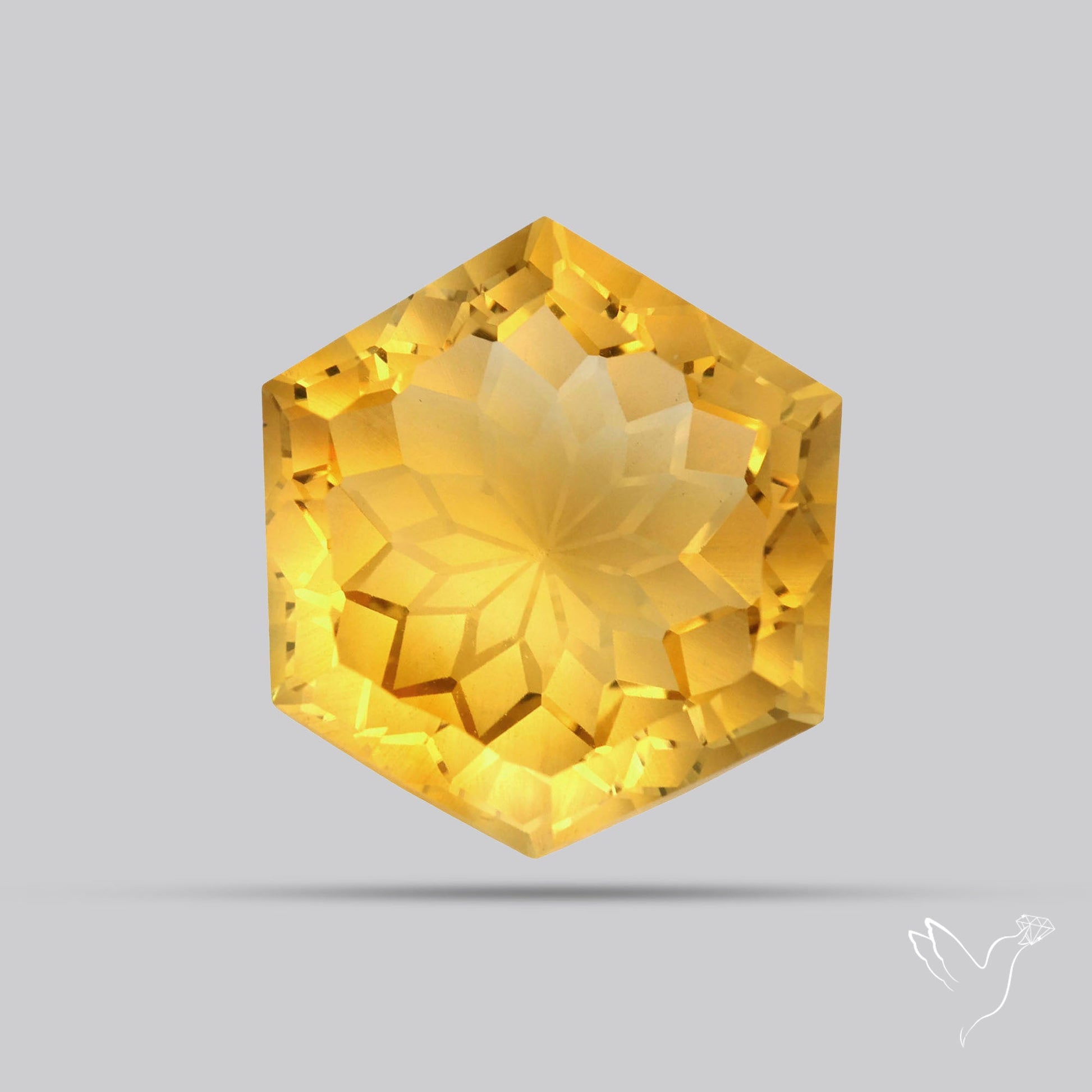 Citrine Intaglio Reverse Carving Fantasy Cut Faceted