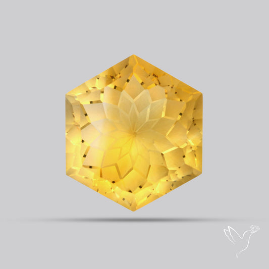 Citrine Intaglio Reverse Carving Fantasy Cut Faceted