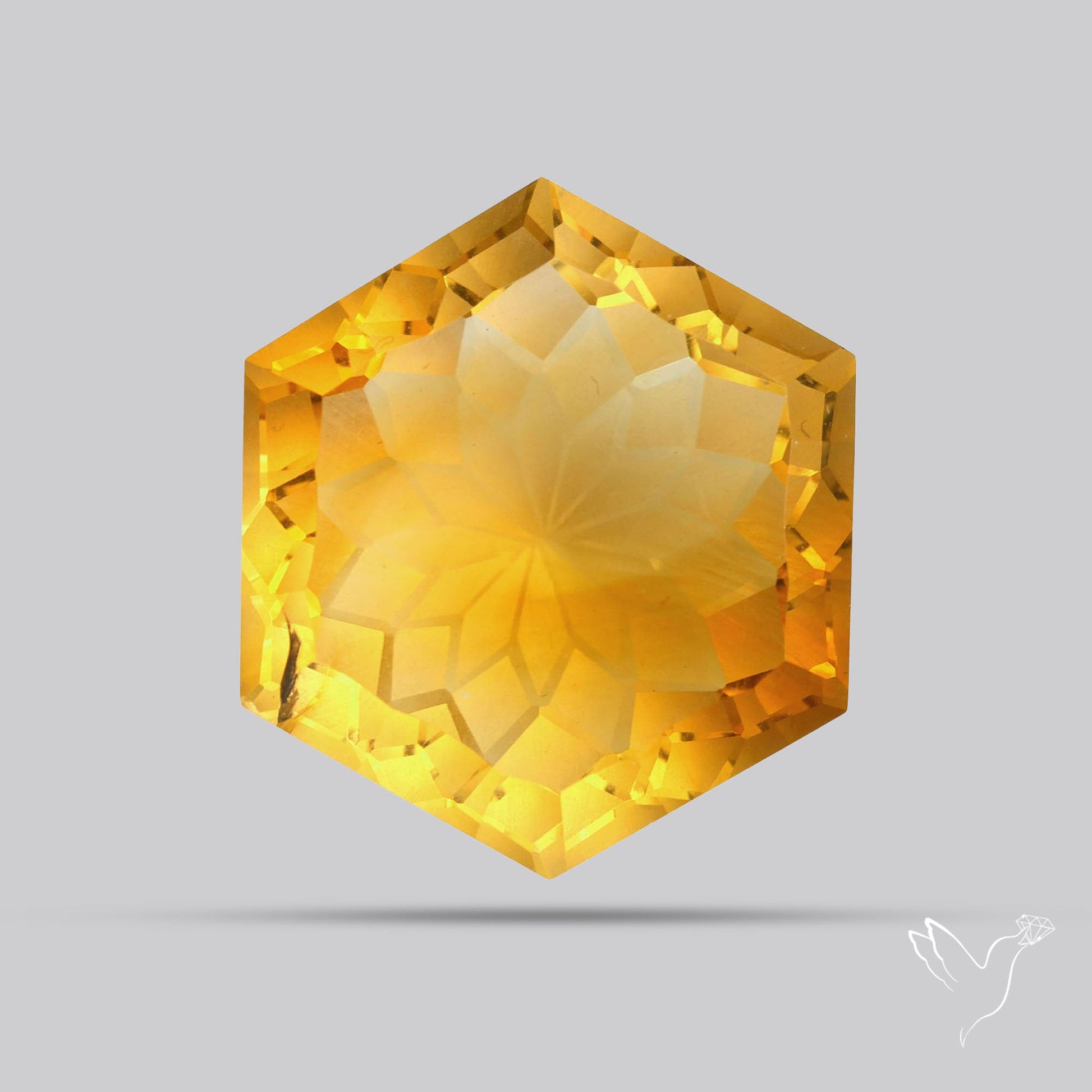 Citrine Intaglio Reverse Carving Fantasy Cut Faceted